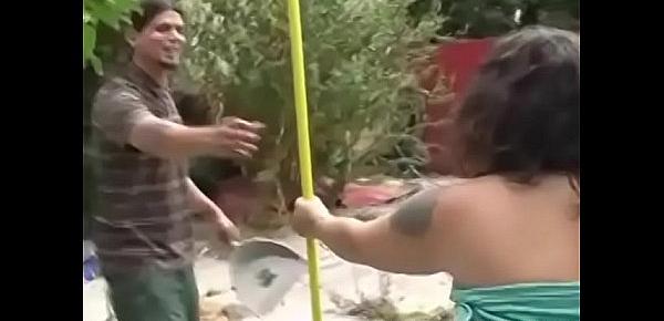  Chubby minx entertains handyman with pussy pounding action